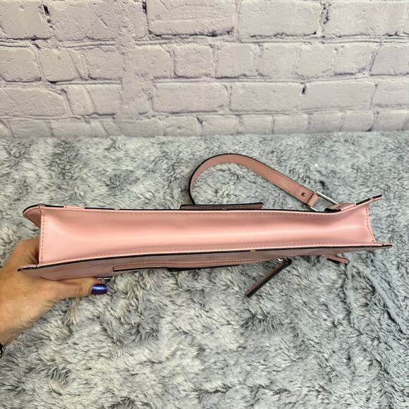 Guess Vintage Y2K Shoulder Bag Baby Pink Chunky Buckle Faux Leather - Picture 8 of 8